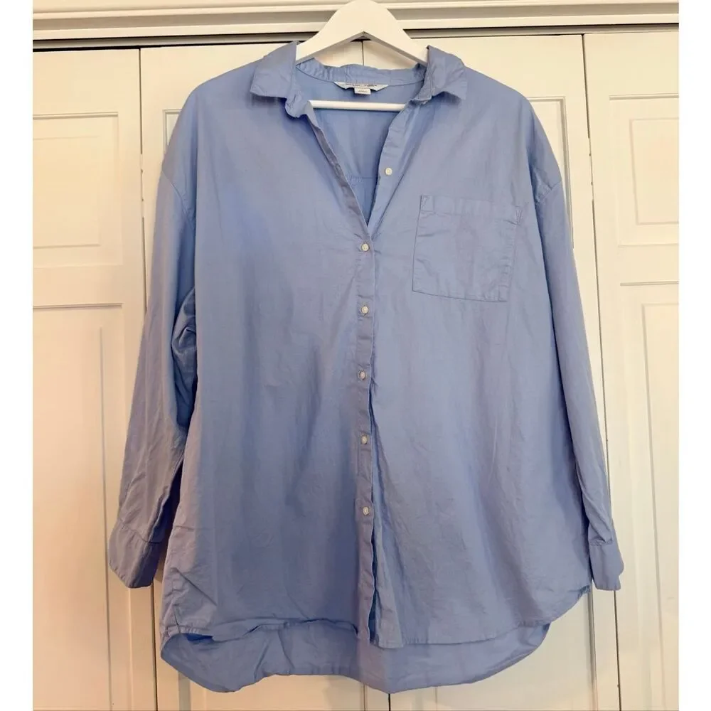 Old Navy blue oversized boyfriend button down size large - Picture 3 of 8